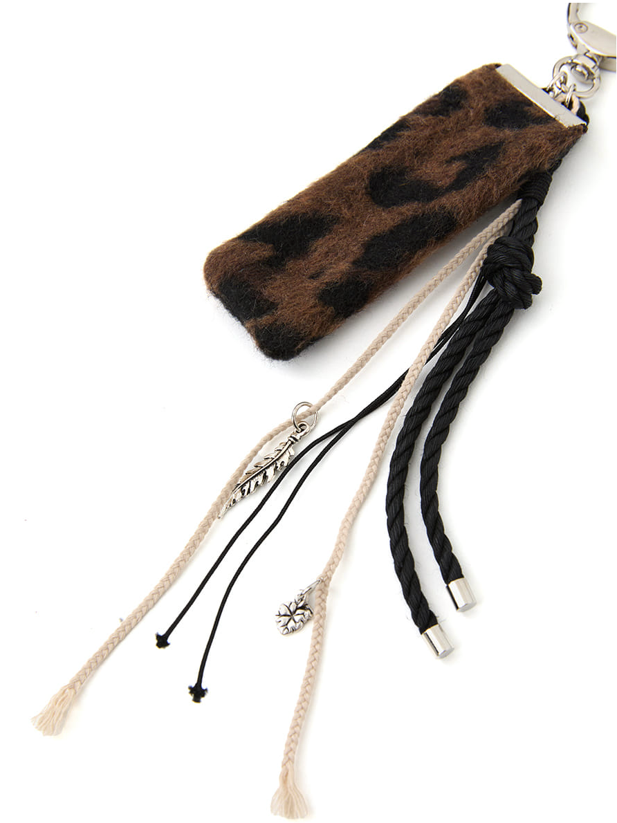 Leopard Layered Keychain Brown