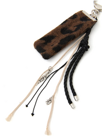 Leopard Layered Keychain Brown