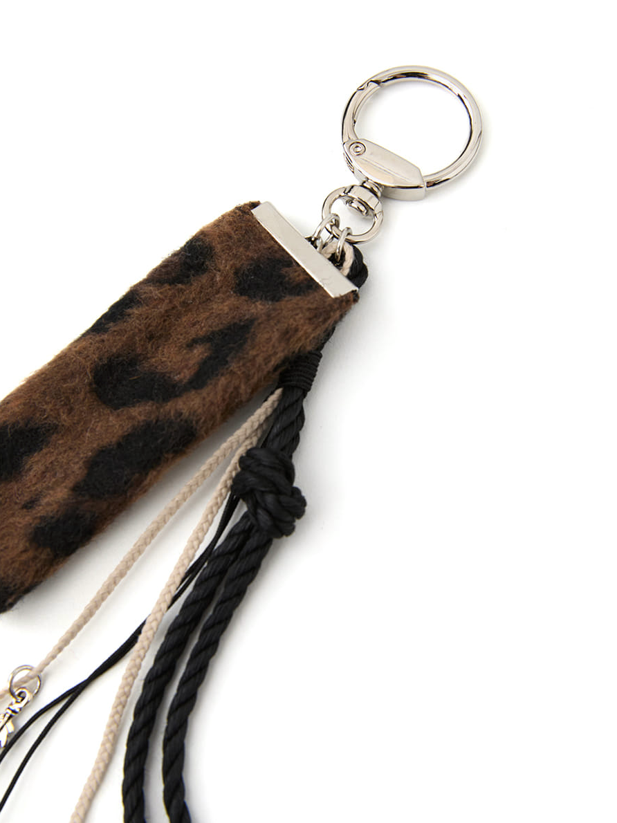 Leopard Layered Keychain Brown
