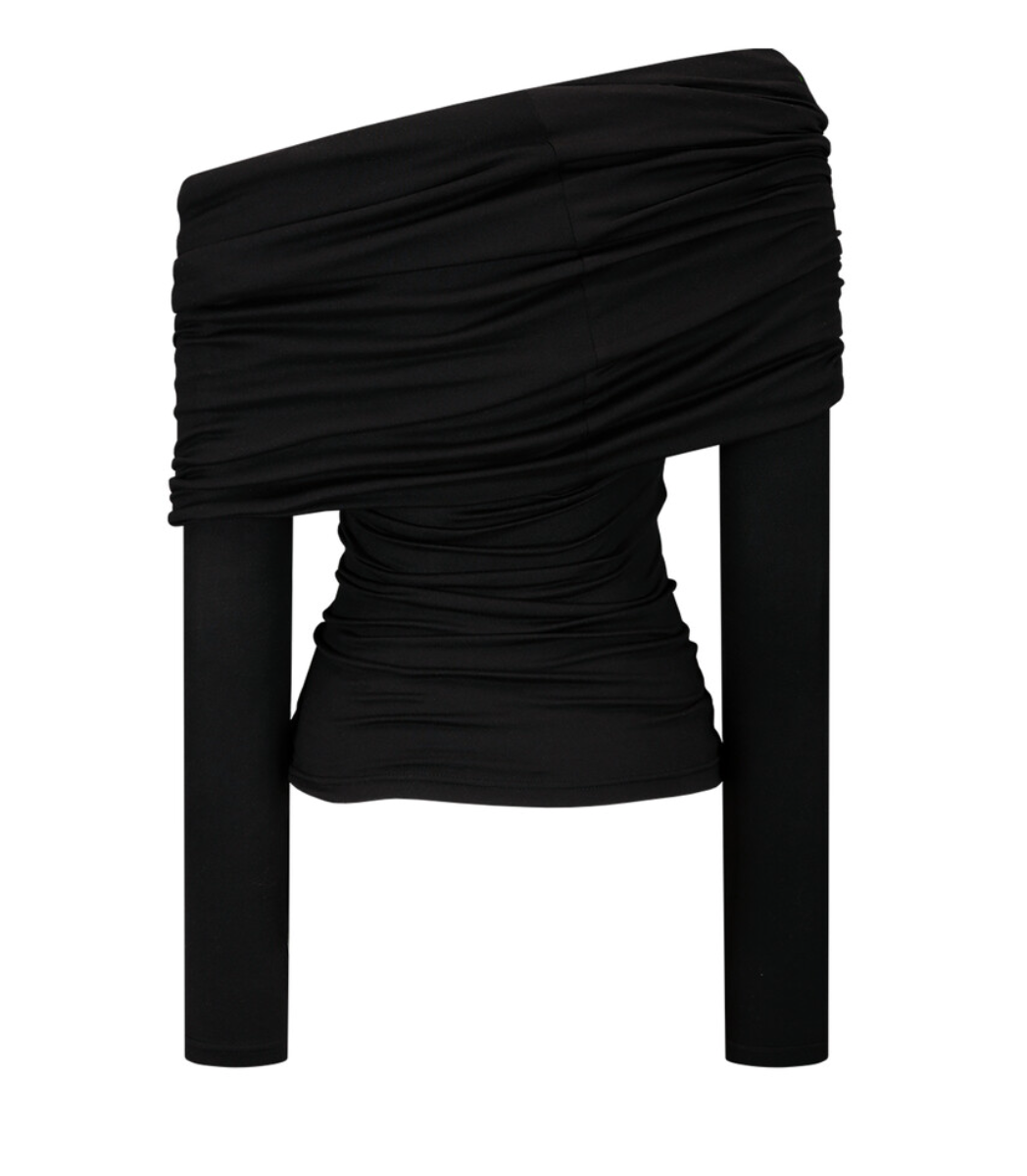 Cowl Button Long Sleeve Black