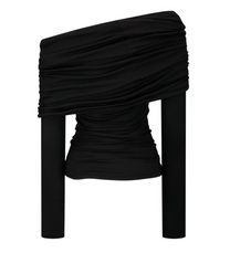 Cowl Button Long Sleeve Black