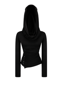 Cowl Button Long Sleeve Black