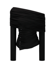 Cowl Button Long Sleeve Black