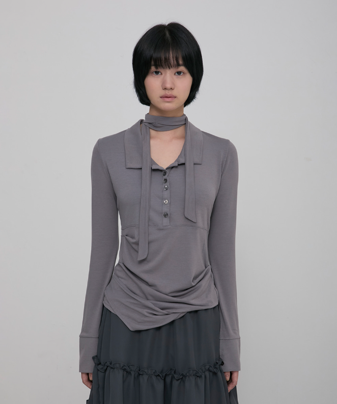 Asymmetrical Draped Hoodie Grey