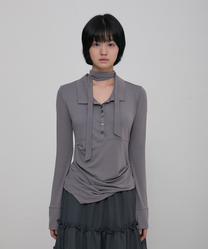 Asymmetrical Draped Hoodie Grey