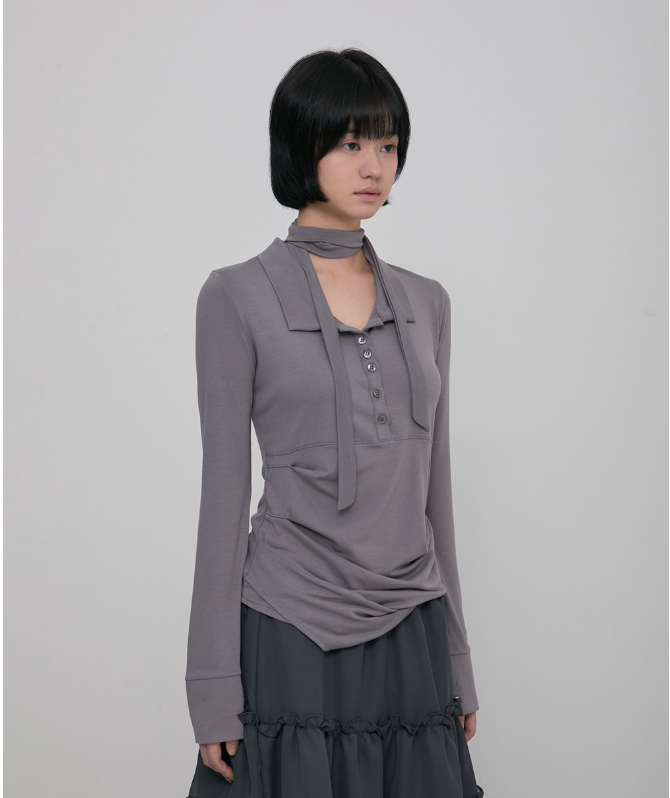 Asymmetrical Draped Hoodie Grey