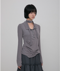 Asymmetrical Draped Hoodie Grey