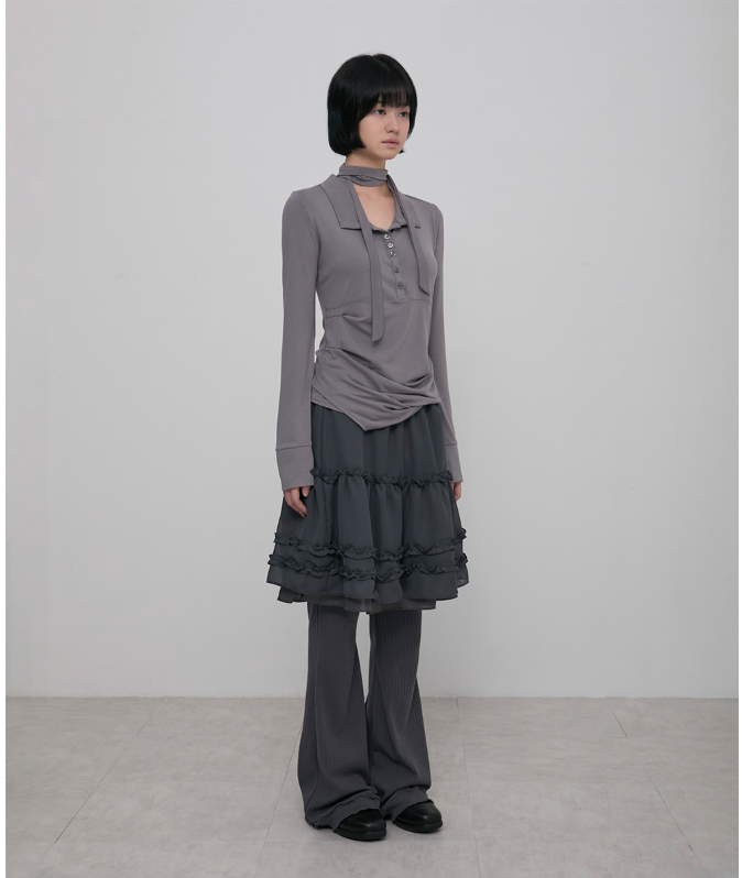 Asymmetrical Draped Hoodie Grey