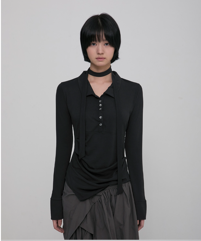 Asymmetrical Draped Hoodie Black