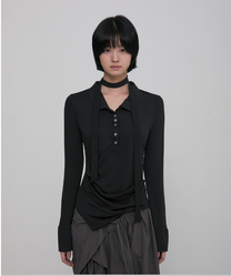 Asymmetrical Draped Hoodie Black