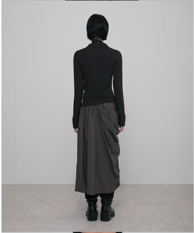 Asymmetrical Draped Hoodie Black