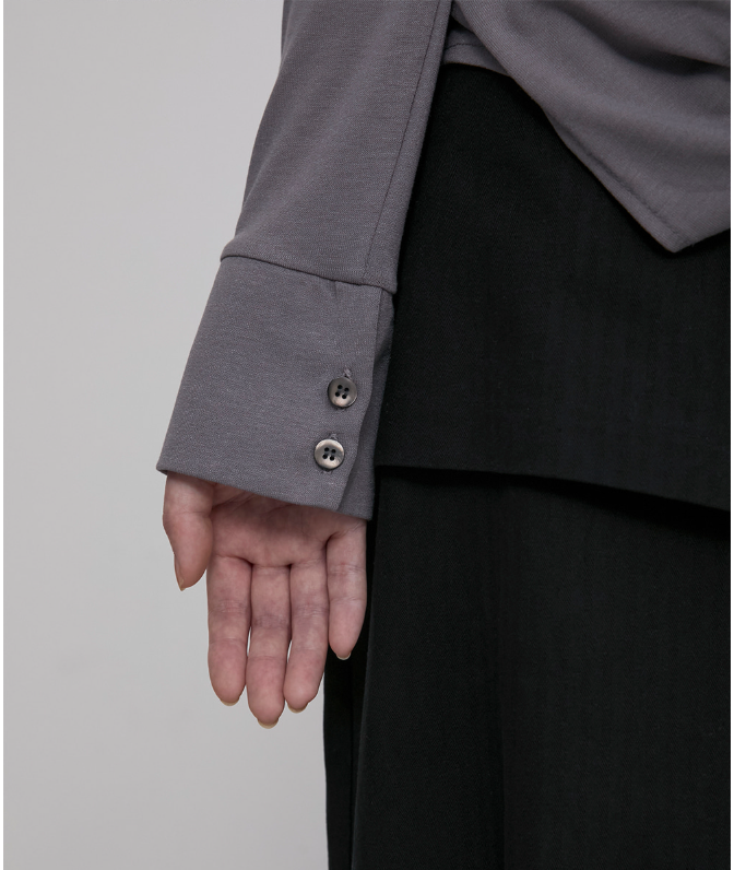 Asymmetrical Draped Hoodie Grey