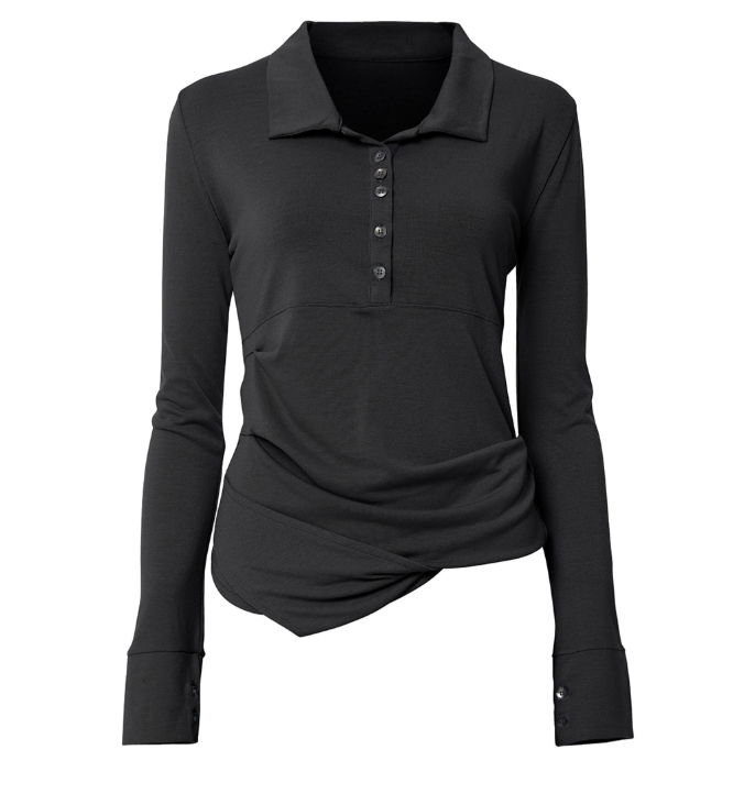 Asymmetrical Draped Hoodie Black