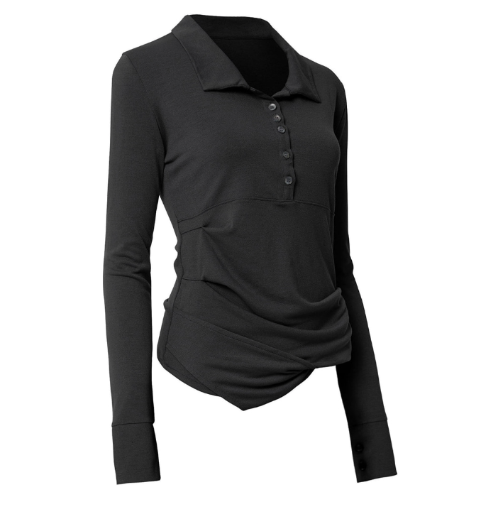 Asymmetrical Draped Hoodie Black