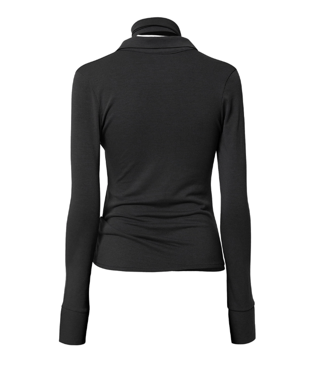 Asymmetrical Draped Hoodie Black