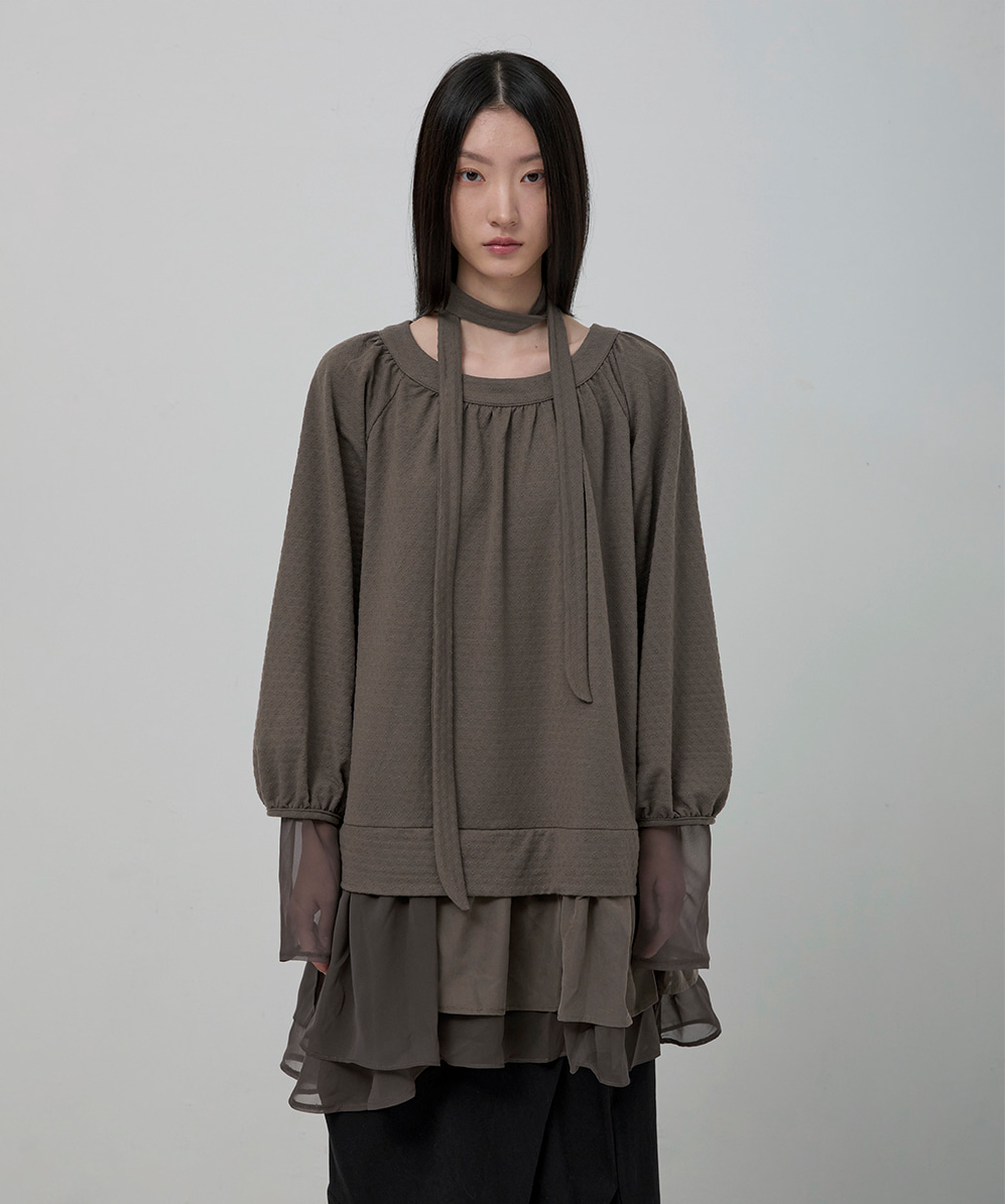 3-Layered Scarf Long Sleeve (Brown)