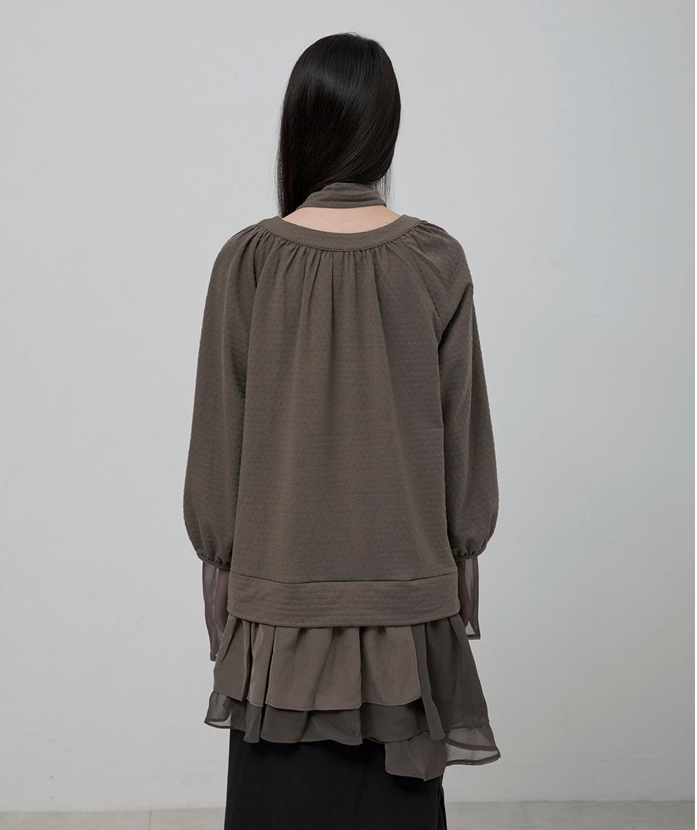 3-Layered Scarf Long Sleeve (Brown)