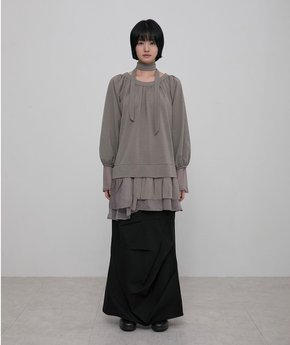 3-Layered Scarf Long Sleeve (Brown)