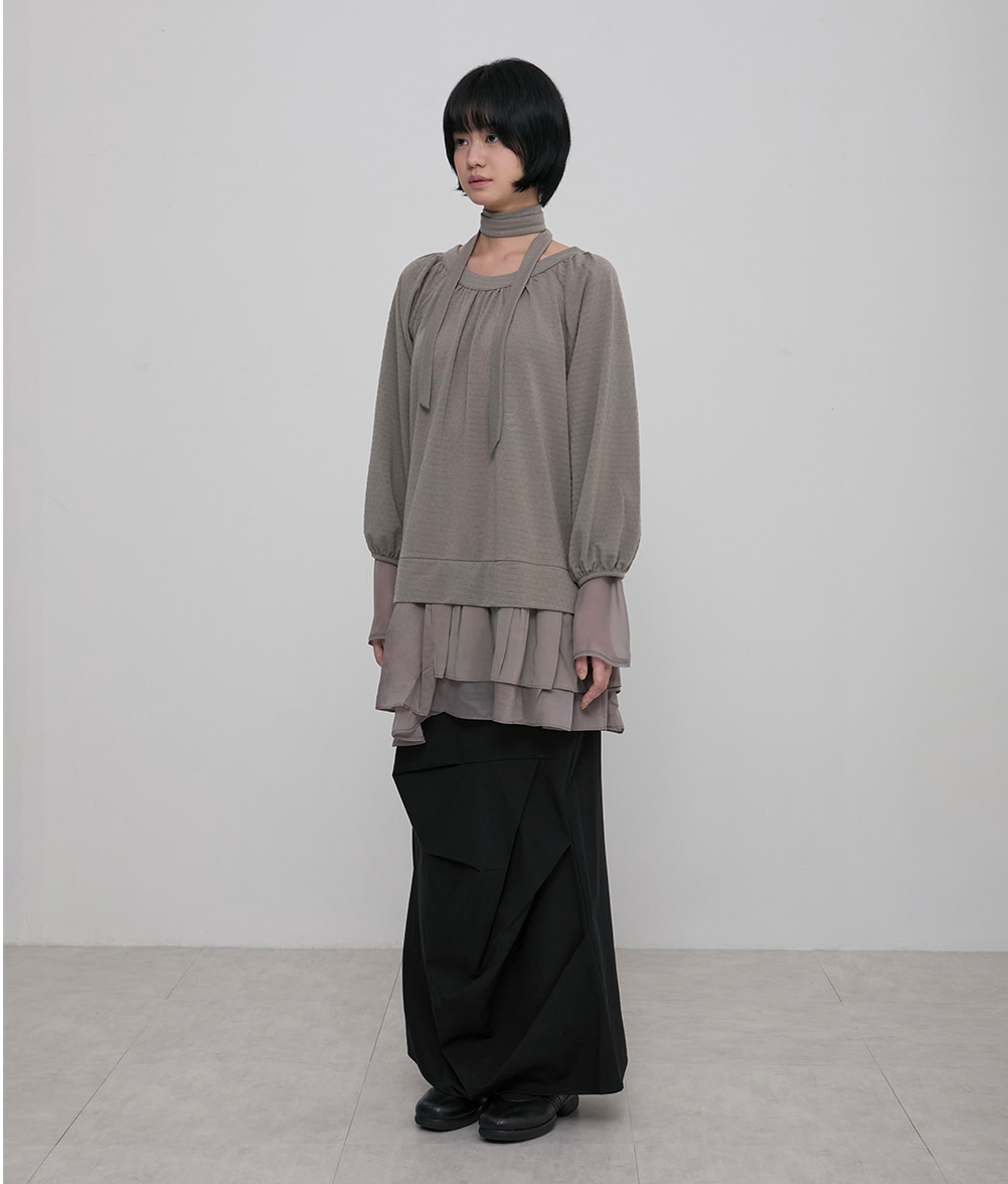 3-Layered Scarf Long Sleeve (Brown)