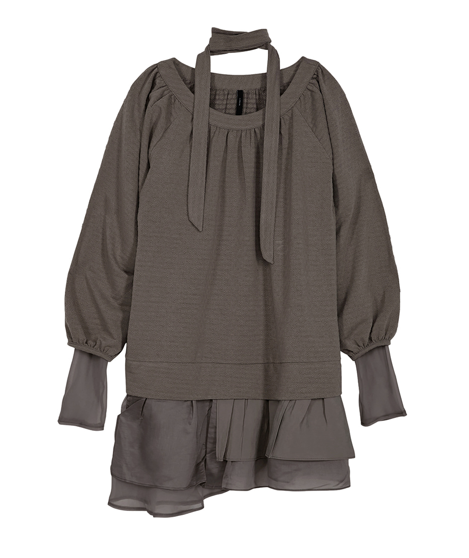 3-Layered Scarf Long Sleeve (Brown)