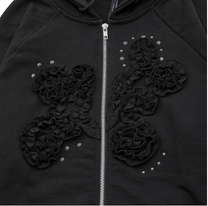 Ruffle Zip Hoodie (Black)