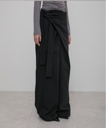Layered Wrap Trousers (Black)
