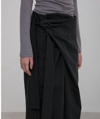 Layered Wrap Trousers (Black)