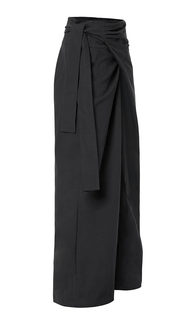 Layered Wrap Trousers (Black)