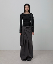 Layered Wrap Trousers (Charcoal)