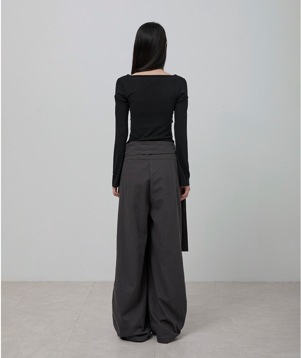 Layered Wrap Trousers (Charcoal)