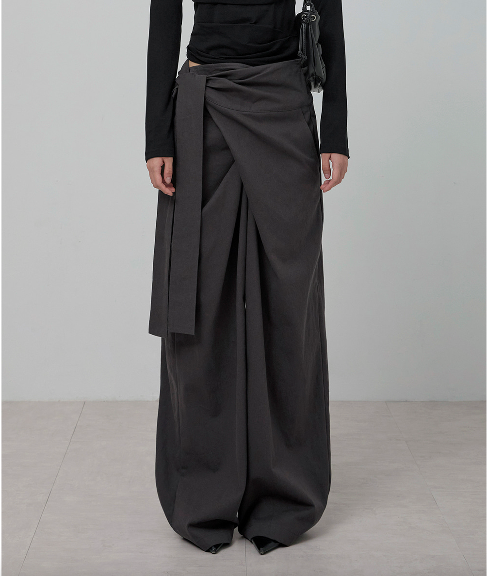 Layered Wrap Trousers (Charcoal)