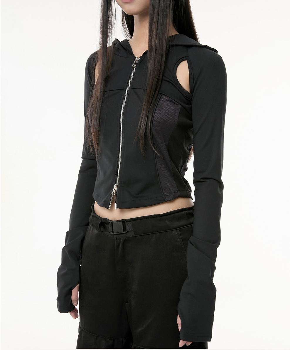 Division Cut-Out Hooded Zip-Up