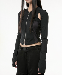 Division Cut-Out Hooded Zip-Up