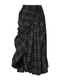 Asymmetrical Checkered Long Skirt