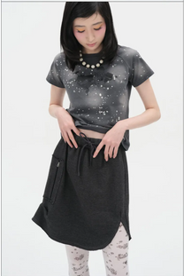 Slit Pocket Jersey Skirt [Charcoal]