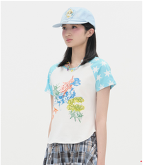 Star Sleeve Spray Raglan Top [Blue]