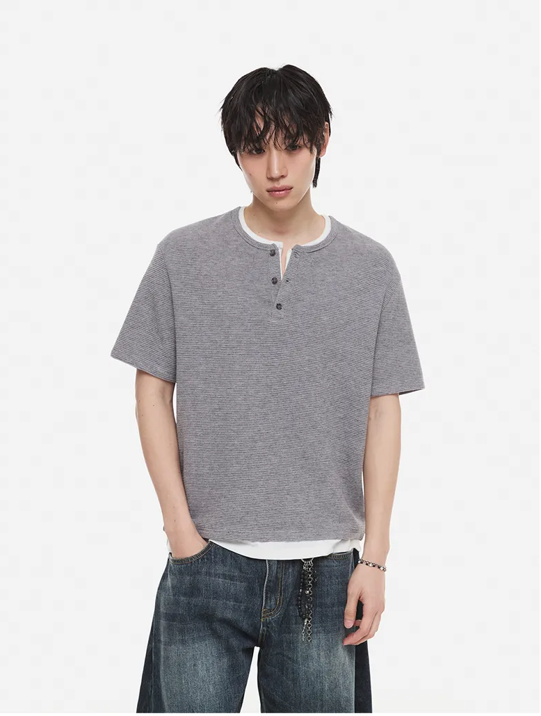 Layered Henley Waffle T-shirt