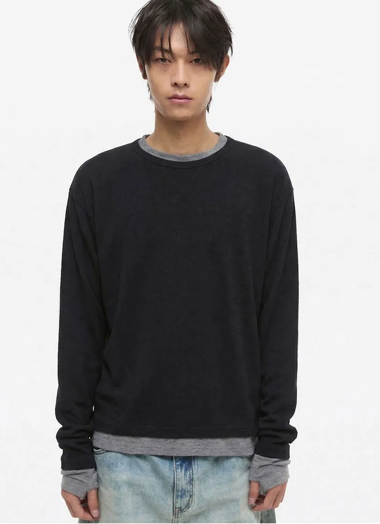 Layered Boat Neck Long Sleeve