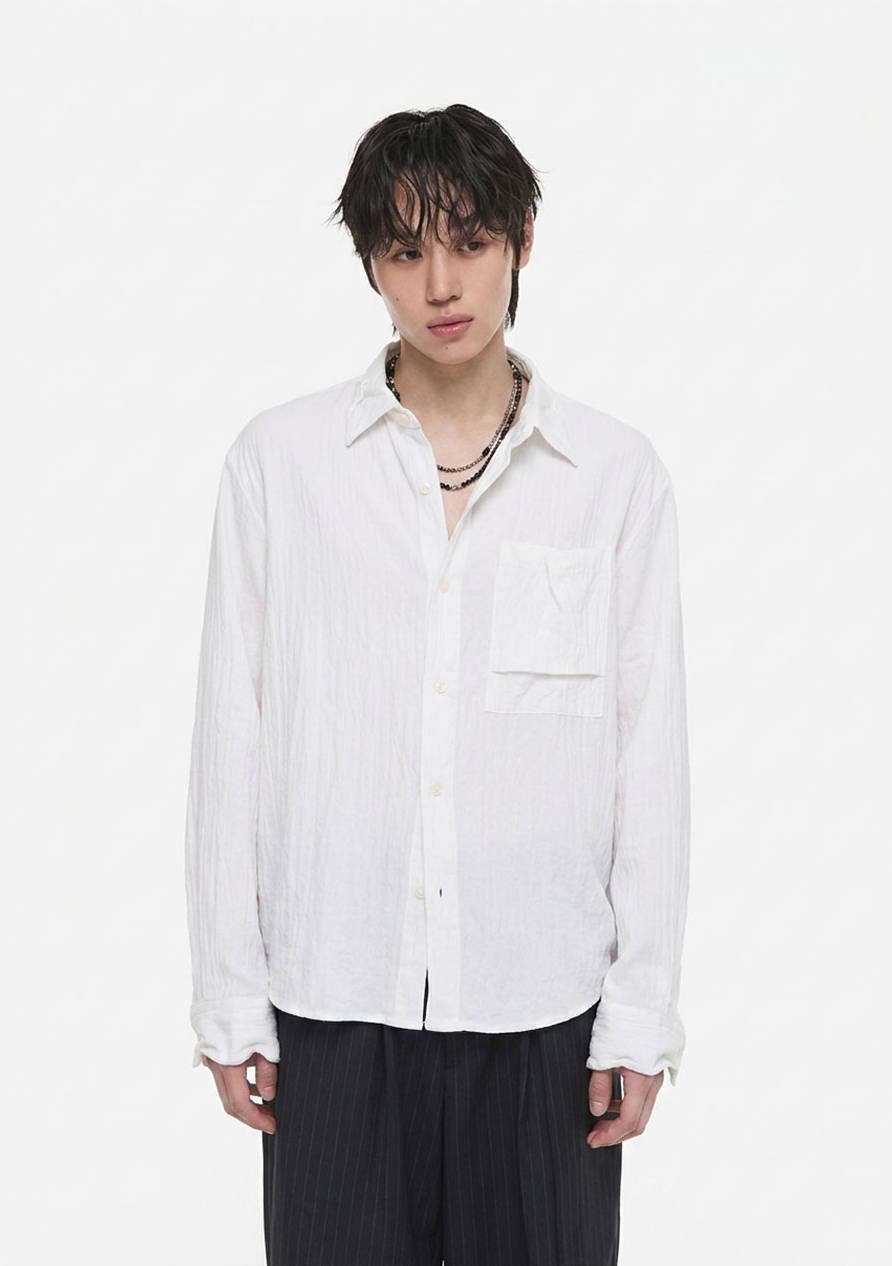 Crinkle Wire Shirt (Sky White)