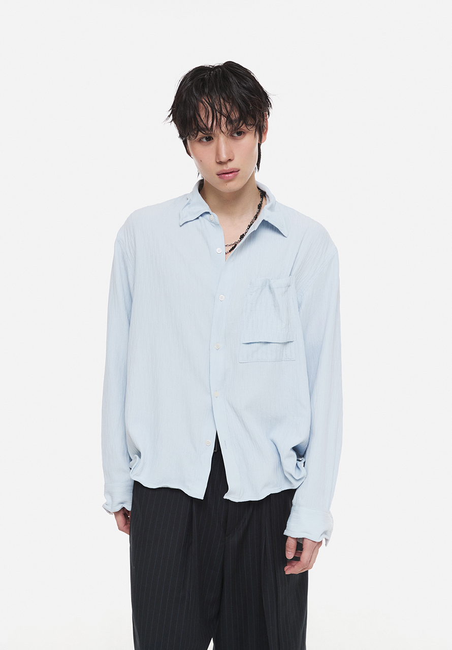 Crinkle Wire Shirt (Sky Blue)