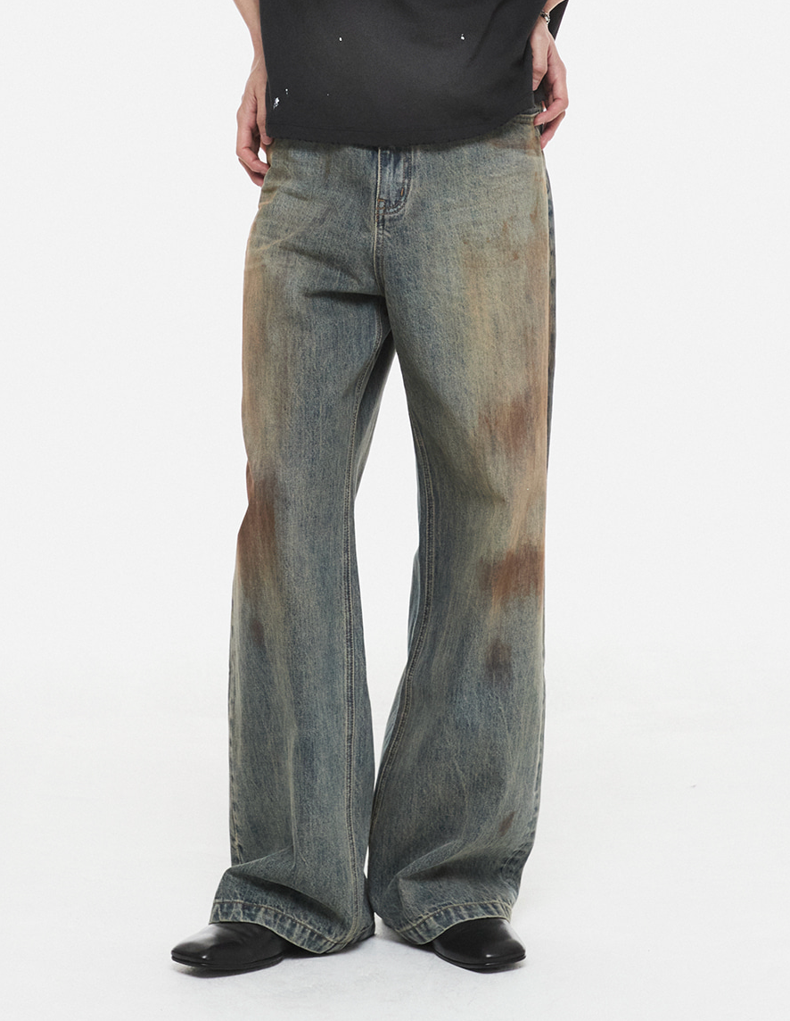 Signature Oil-Washed Dirty Wide Denim Pants