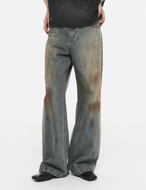Signature Oil-Washed Dirty Wide Denim Pants