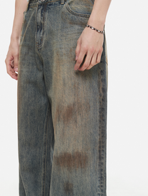 Signature Oil-Washed Dirty Wide Denim Pants
