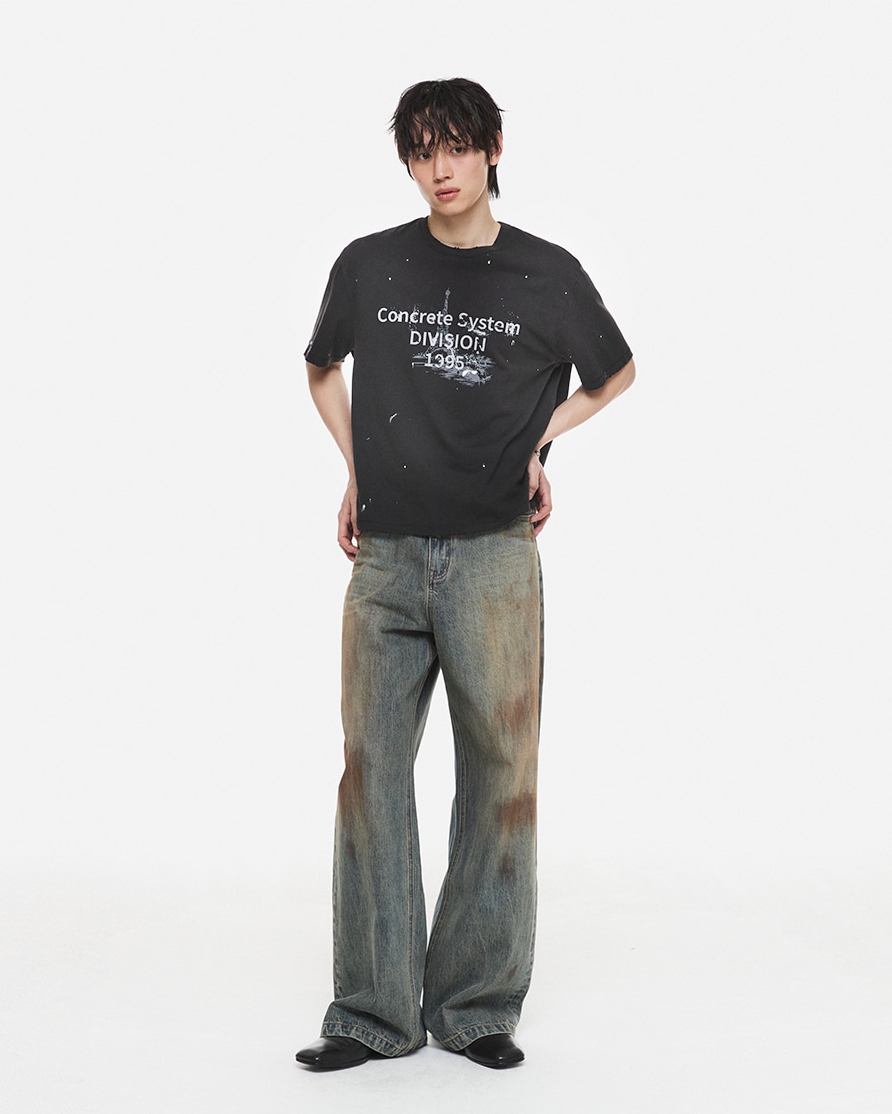 Signature Oil-Washed Dirty Wide Denim Pants
