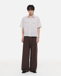 Linen Stripe Crop Shirt (Ivory)