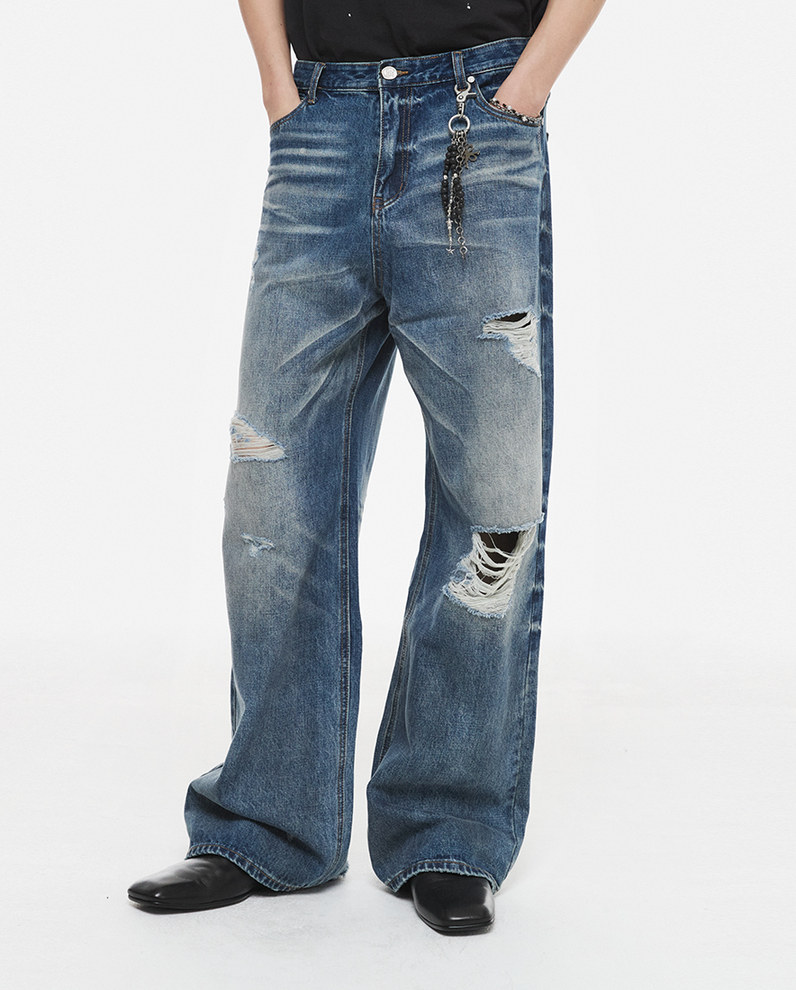 Heritage Destroyed Denim Pants (Blue)