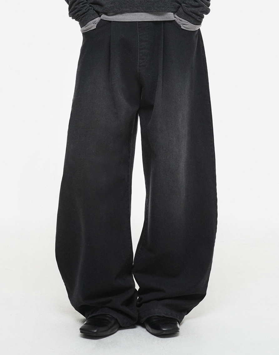 Leopard-Hem Wide-Leg Denim Pants (Indigo)
