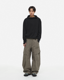 Waffle Hooded Fingerhole Long Sleeve (Black)