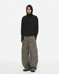 Waffle Hooded Fingerhole Long Sleeve (Black)