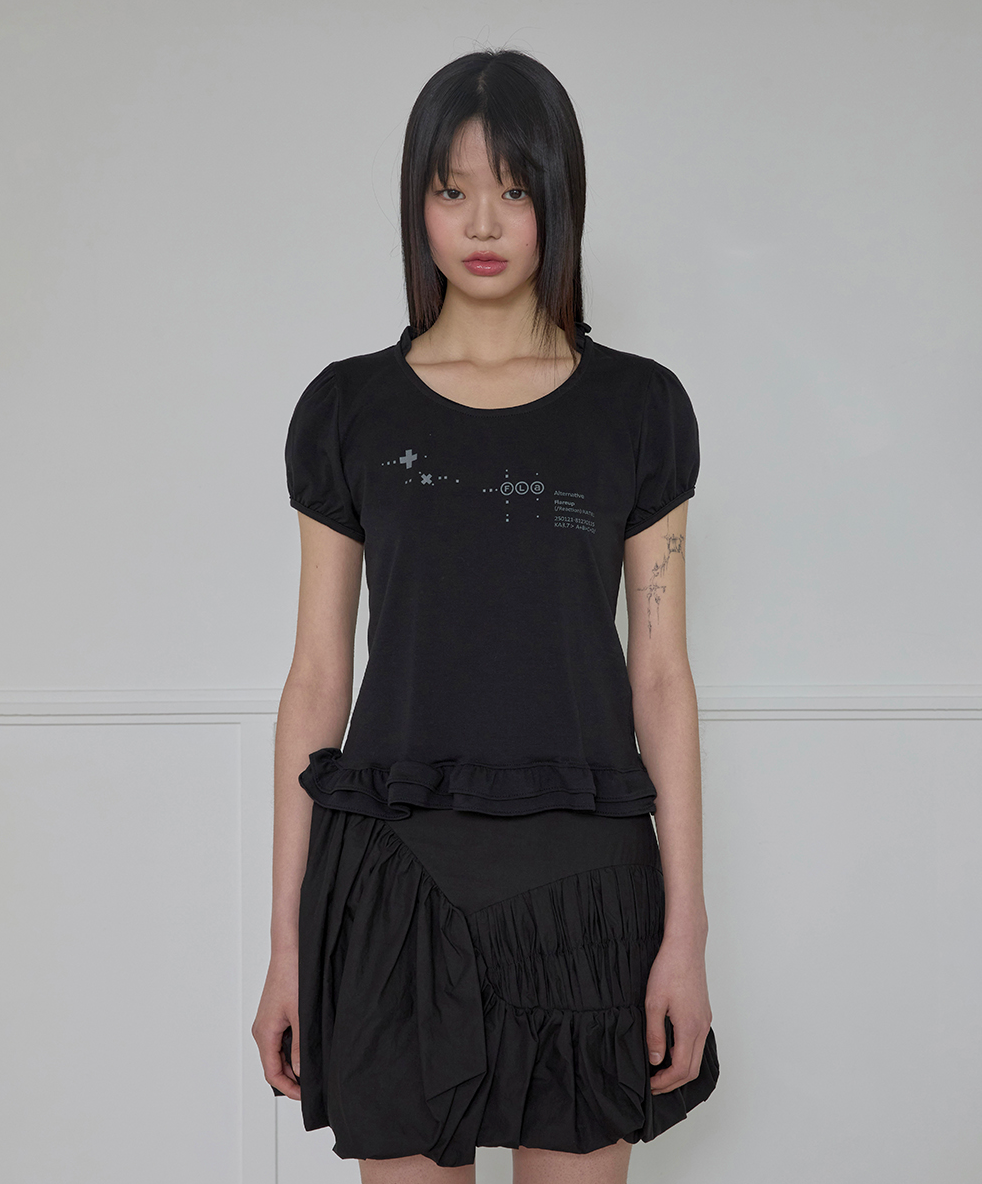 Muta Frill Puff T-Shirt (Black)
